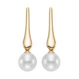 8-8.5mm Cultured Freshwater White Pearl Drop Earrings, 14ct Yellow Gold