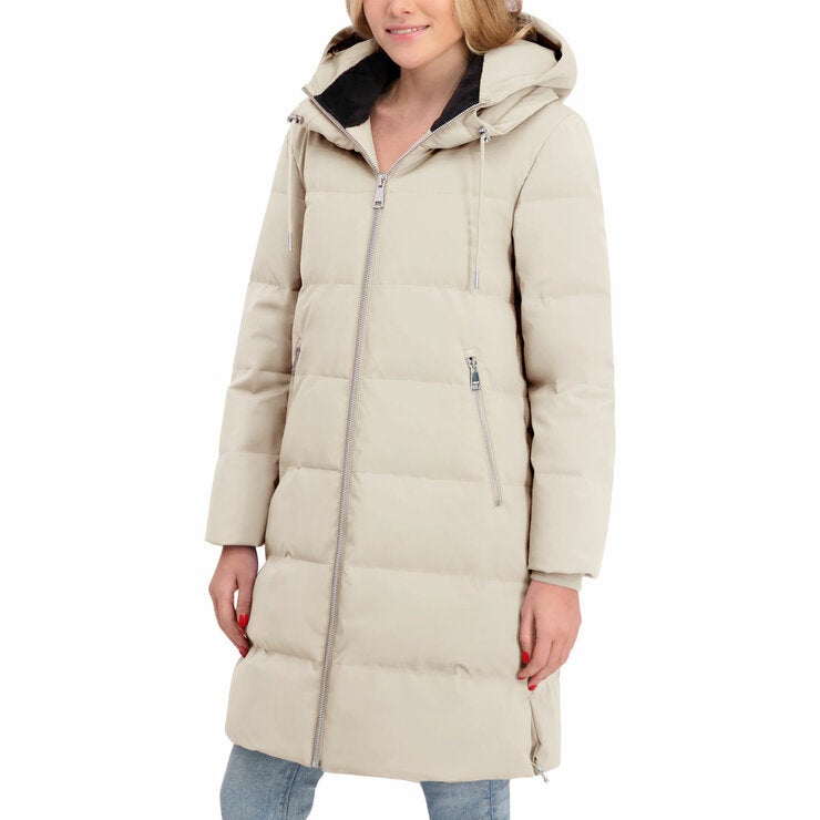 DKNY Women's Long Down Coat with Hood