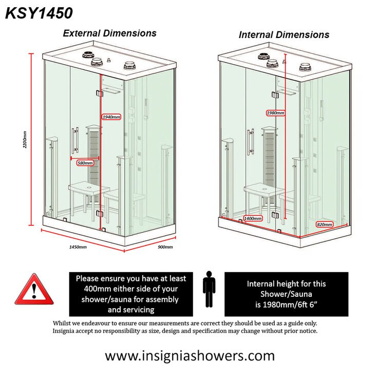 Insignia All in One Steam Shower & Infrared Sauna with Aromatherapy in Black - 1450 x 900mm Insignia All in One Steam Shower & Infrared Sauna with Aromatherapy in Black - 1450 x 900mm