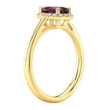 Oval Cut Garnet & 0.13ctw Diamond Ring, 14ct Yellow Gold