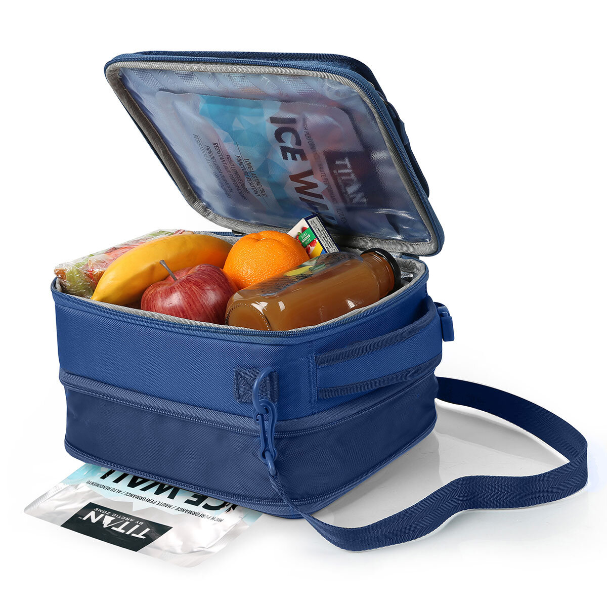 Titan Fridge Cold, Crush Resistant Lunch Pack with 2 Ice Walls in Blue