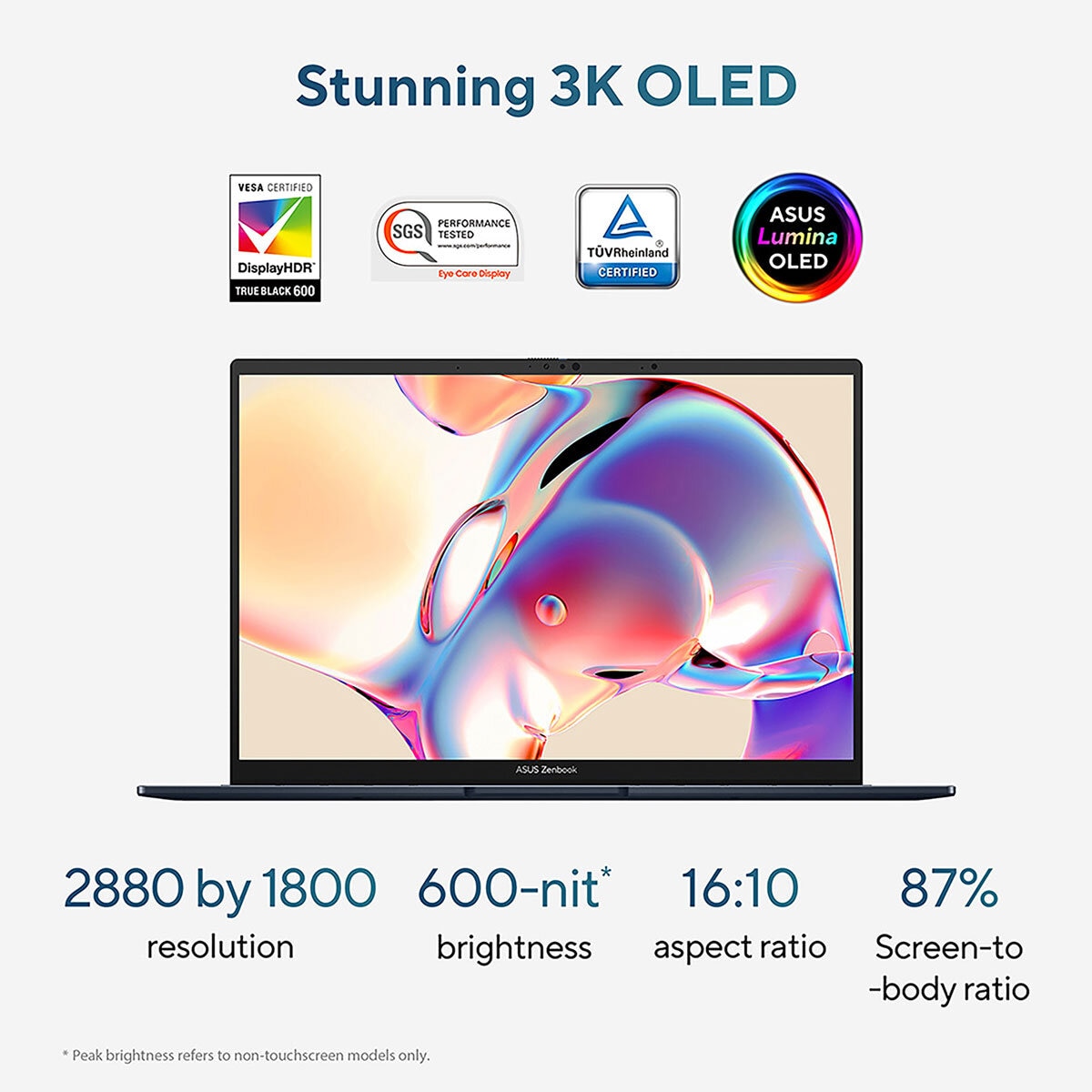 ASUS Zenbook, Intel Core Ultra 7, 16GB RAM, 1TB SSD, 14 Inch OLED Laptop, UX3405CA-QL104W