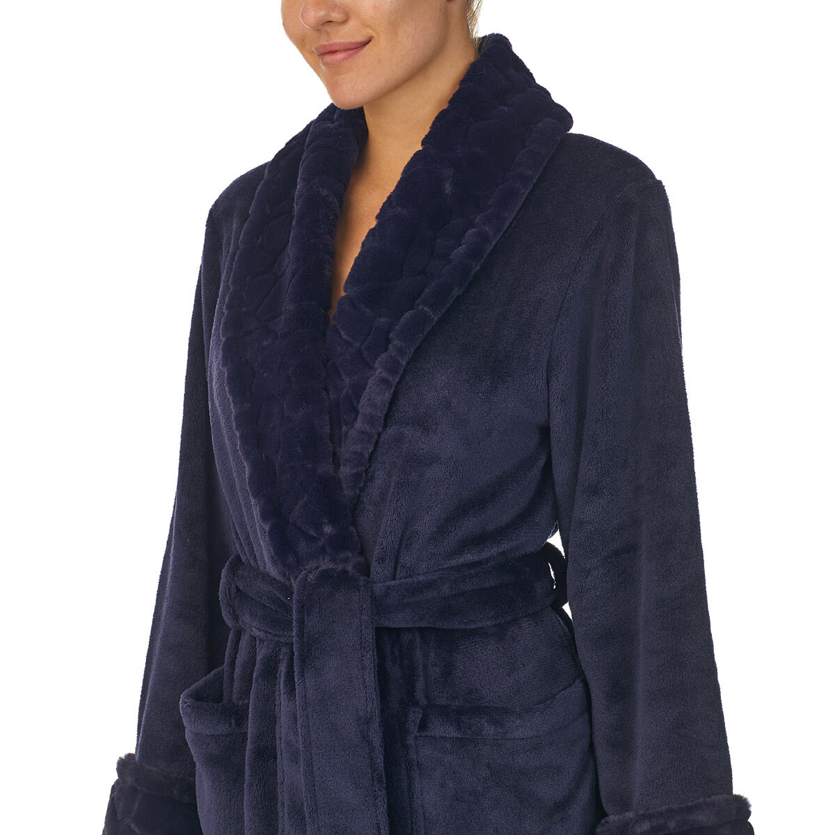 Carole Hochman Women s Plush Robe in Navy Costco UK