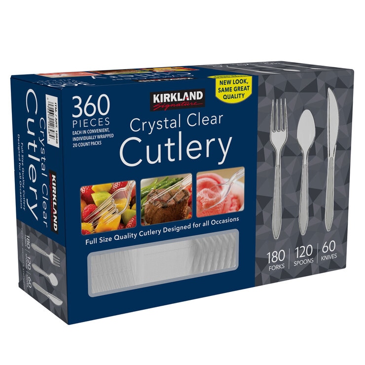 Kirkland Signature Crystal Clear Disposable Cutlery, 360 Pieces Costco UK