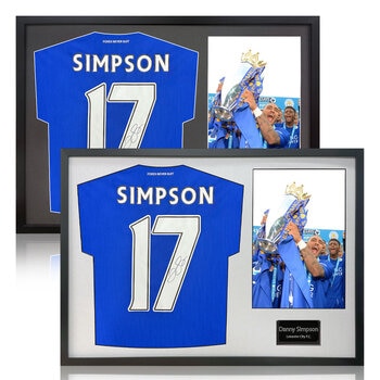 Danny Simpson Signed Framed Leicester City Football Shirt including 1 Photo in 2 Options: White or Black Mount