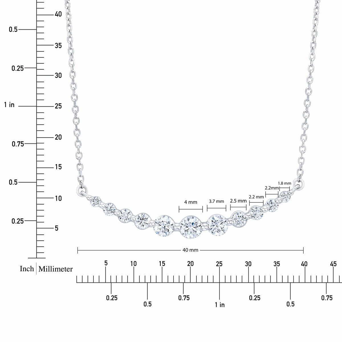 1.00ctw Round Brilliant Cut Diamond Necklace,14ct White Gold