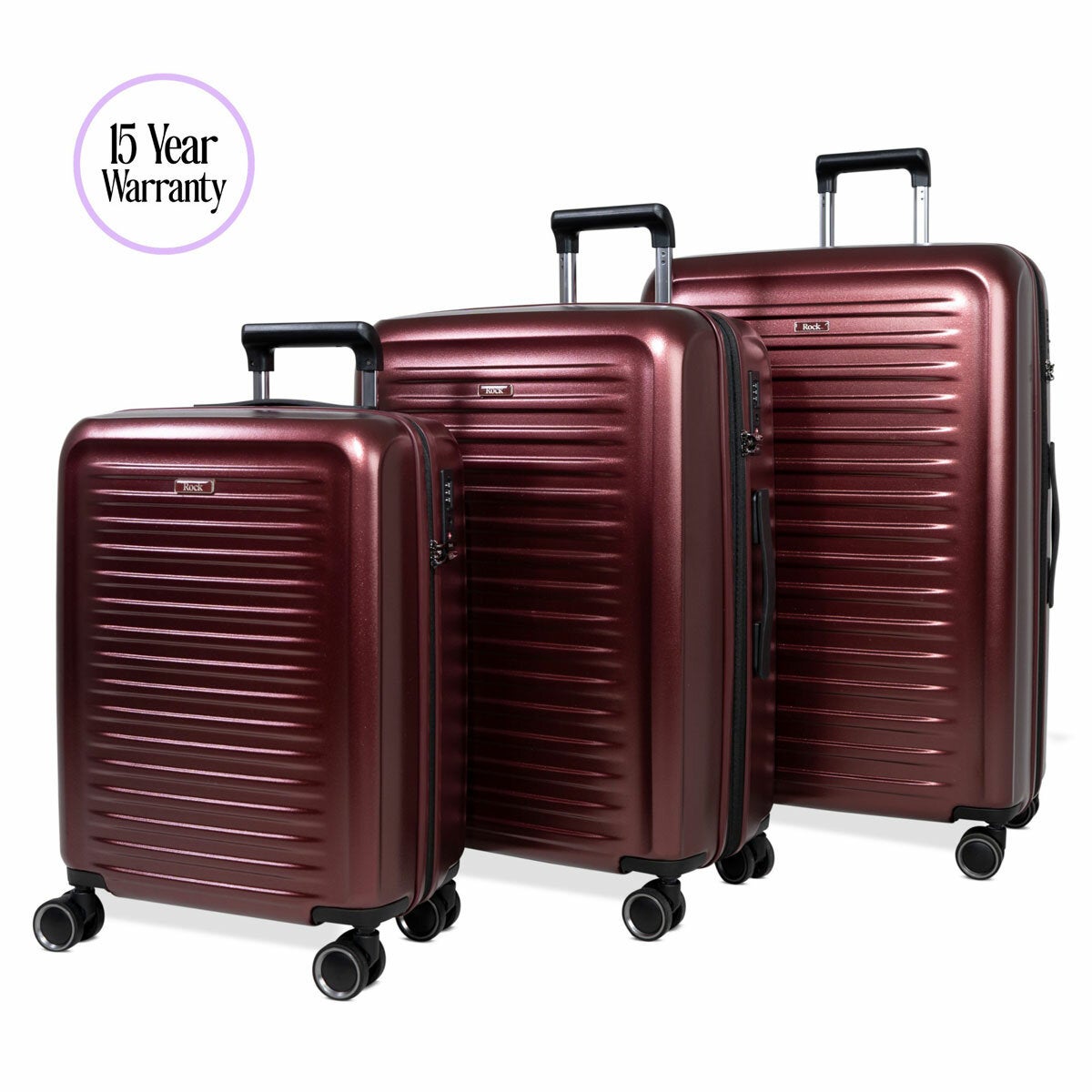 Rock Legacy Hardshell Suitcase 3pc set in Burgundy