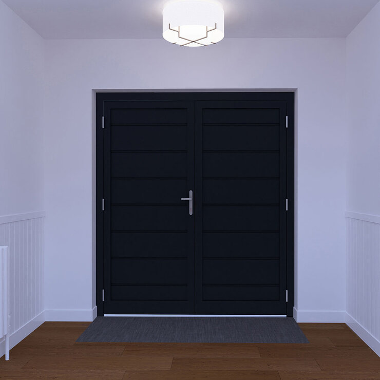 Dortech Double Malton Aluminium Front Door with Lever Handle: Maximum H 2400 x W 1790mm, Available in 2 Colours