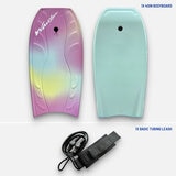 Graphic showing the bodyboard and basic tubing leash