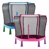 Studio image of the Plum Shapes 7ft Springsafe Trampoline in two colours