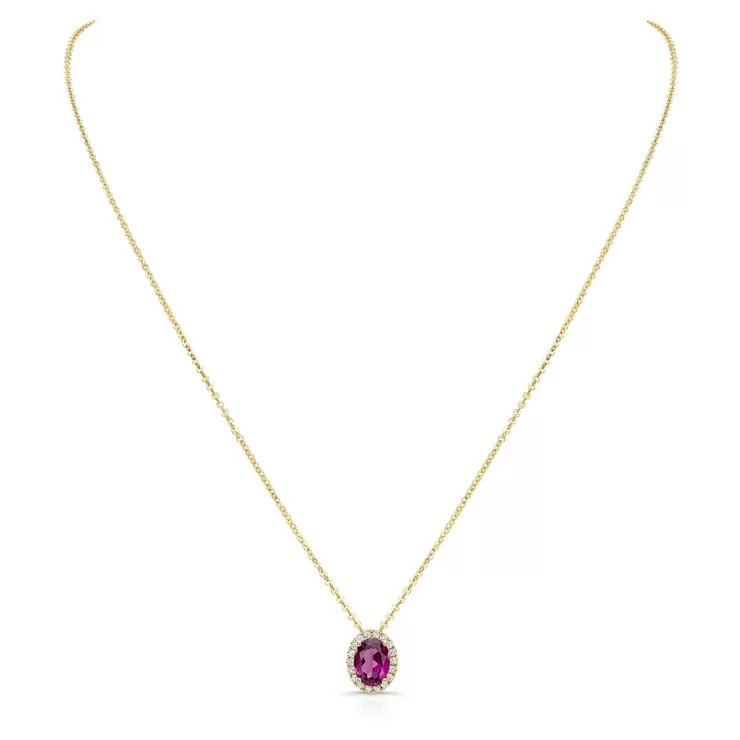 Rhodolite Garnet and Diamond Pendant, 14k Yellow Gold