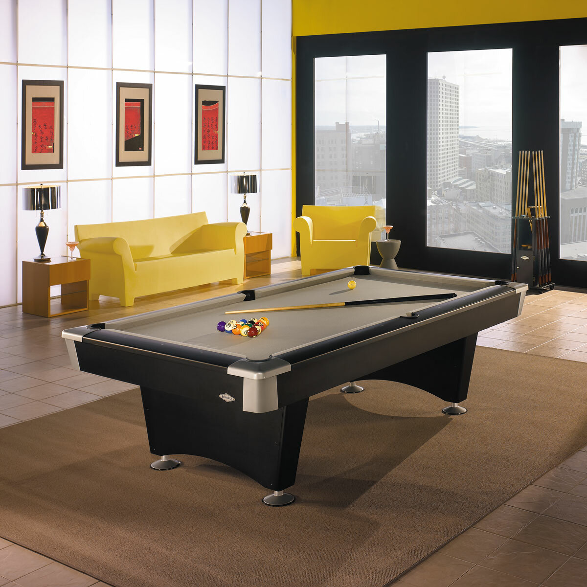Installed Brunswick Black Wolf Pool Table in 2 Sizes Installed Brunswick Black Wolf Pool Table in 2 Sizes