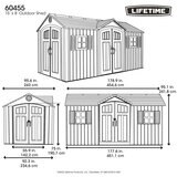 Lifetime 15ft x 8ft (4.6 x 2.4m) Dual Entry Storage Shed - Model 60455