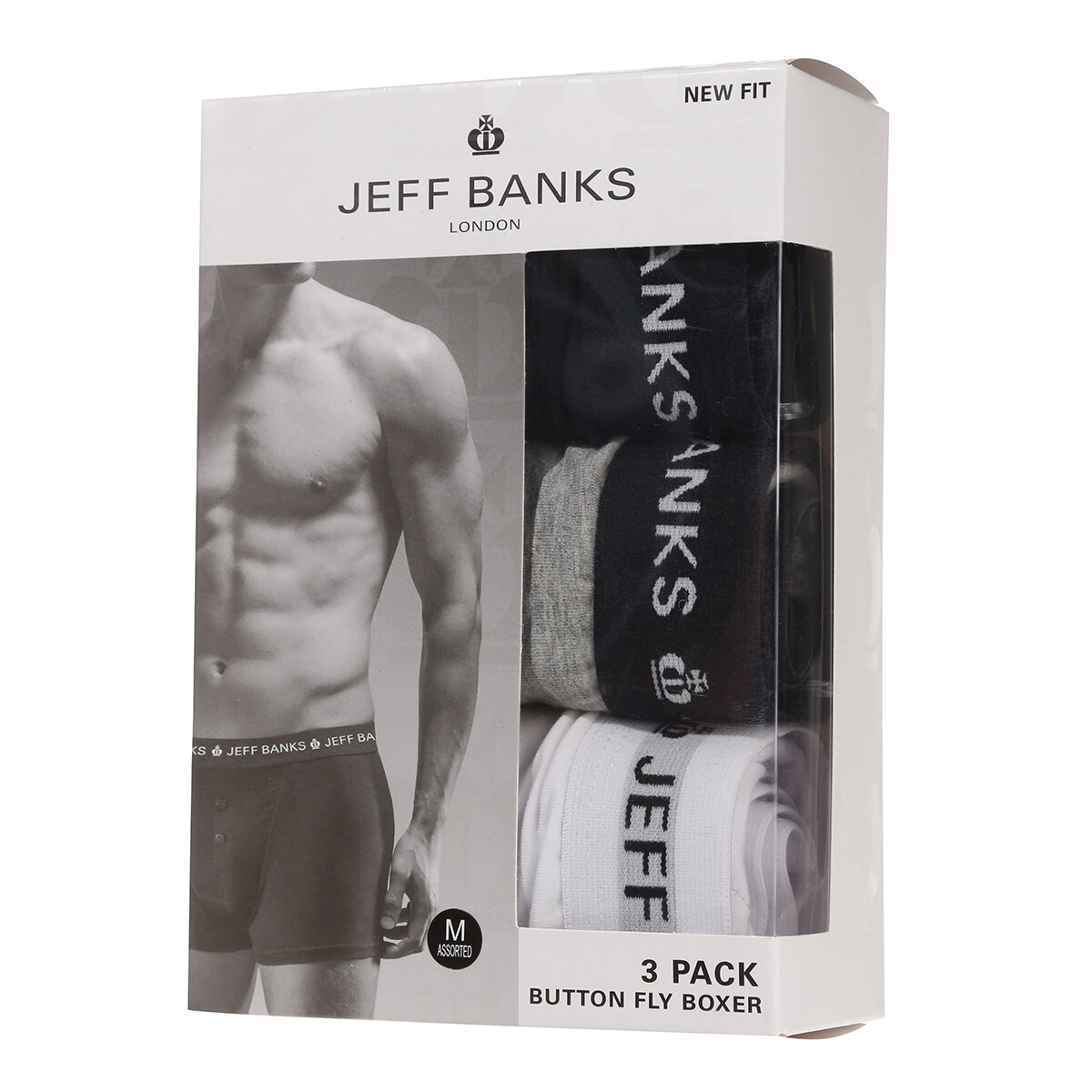 Jeff Banks Button Fly Boxer 6 Pack