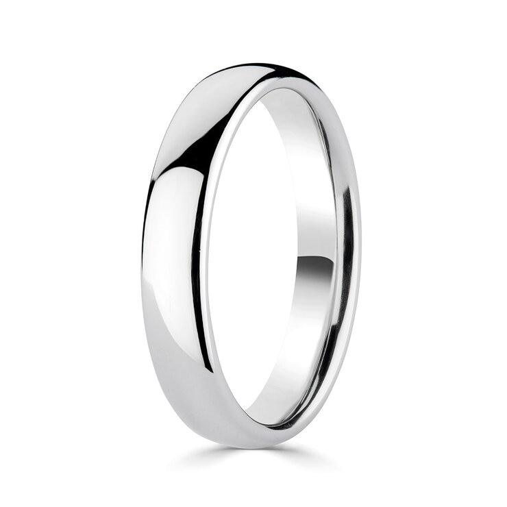 4.0mm Basic Court Wedding band. 18ct White Gold