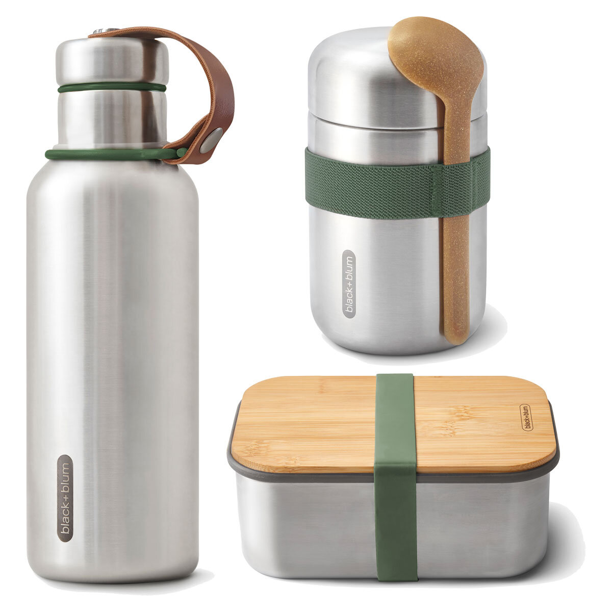 Black + Blum Stainless Steel Lunch Set in Olive