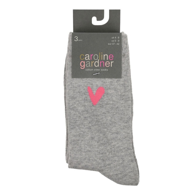 Caroline Gardner Ladies Crew Sock 6 Pack in Grey Caroline Gardner Ladies Crew Sock 6 Pack in Grey
