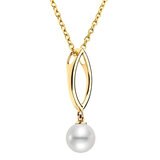 7-7.5mm Freshwater Pearl Marquise Drop Pendant, 18ct Yellow Gold