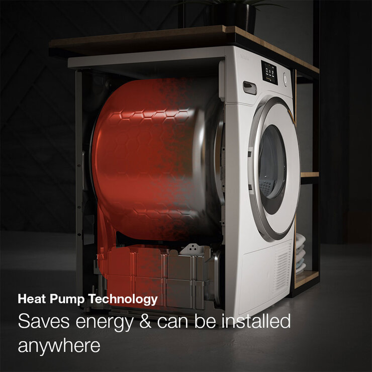 Miele TEL785 WP 9kg Heat Pump Tumble Dryer, A+++ Rated With EcoSpeed in Lotus White