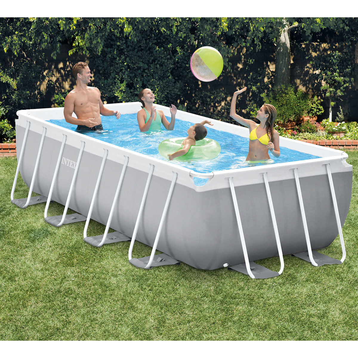 Intex 13ft 1.5" (4m) Rectangular Prism Frame Pool with Filter Pump and Ladder