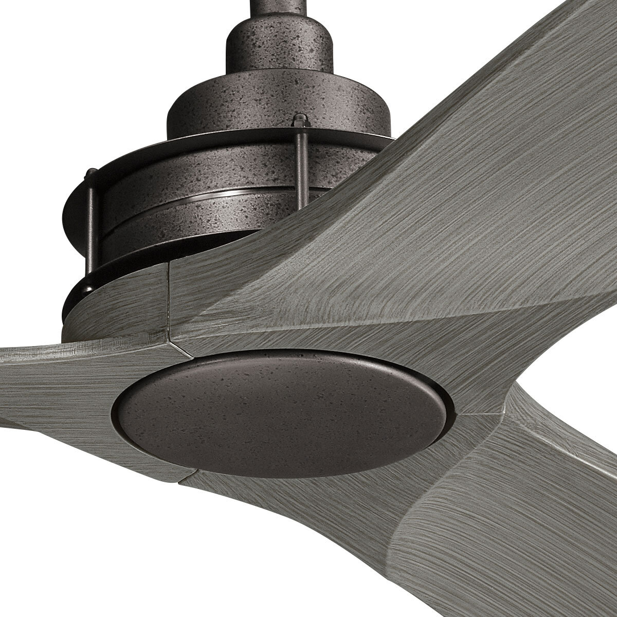 Ried 142cm indoor fan in Anvil Iron black finish with Driftwood Grey blades