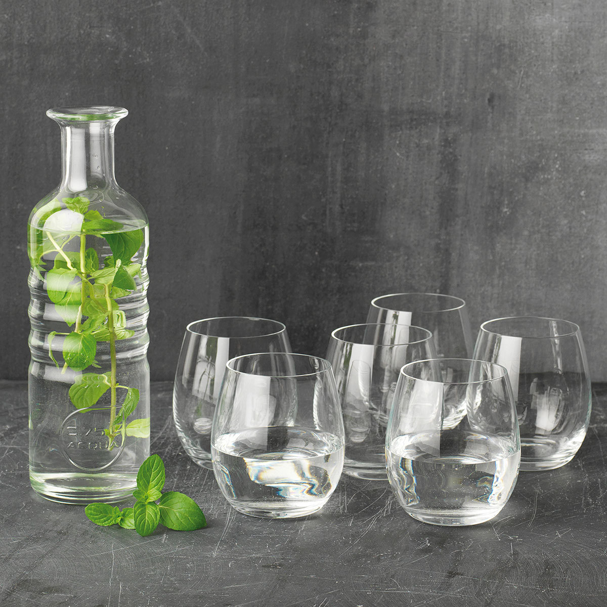 Luigi Bormioli Hydrosommelier Crystal Glass Bottle + 6 Piece Tumbler Set