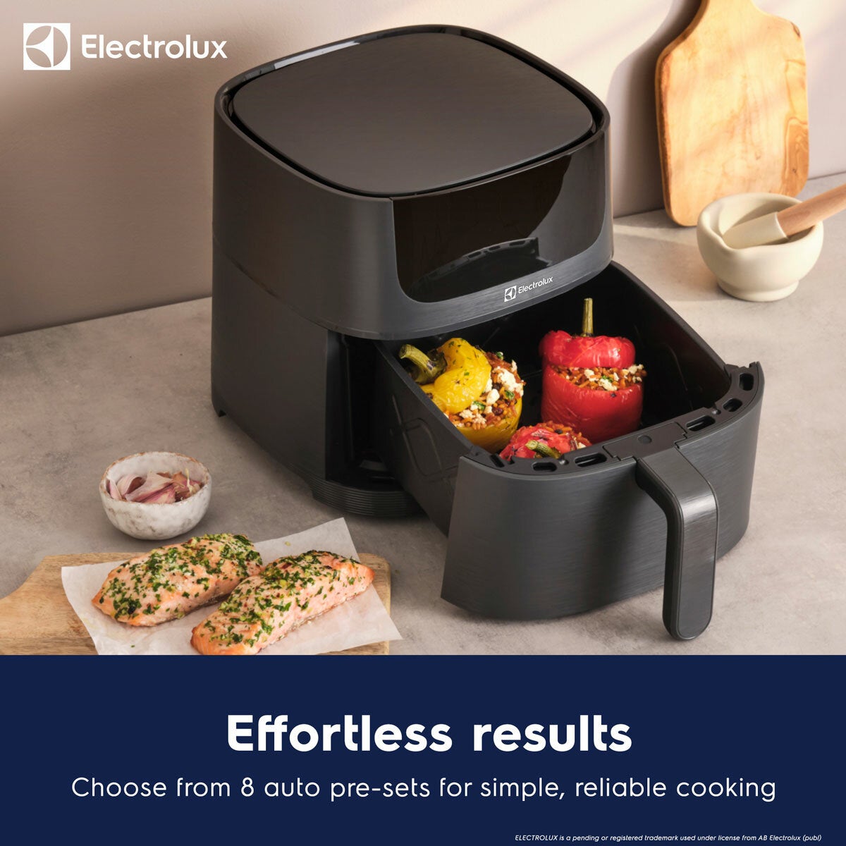 Lifestyle image of air fryer on kitchen counter top with drawer open Lifestyle image of air fryer on kitchen counter top with drawer open