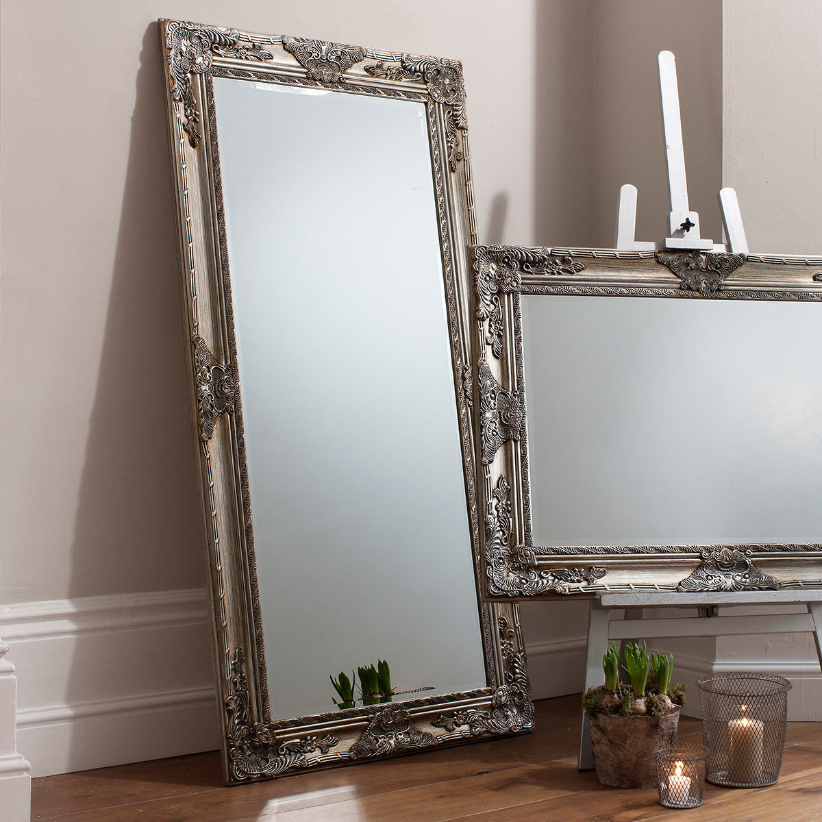 Gallery Hampshire Silver Leaner Mirror, 84 x 170cm