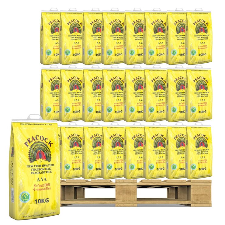 Peacock Thai Hom Mali Fragrant Rice, 10kg x 90 Units (PALLET DEAL) Peacock Thai Hom Mali Fragrant Rice, 10kg x 90 Units (PALLET DEAL)