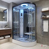 Insignia Diamond 1100mm Offset Quadrant Steam Shower with Black Frame