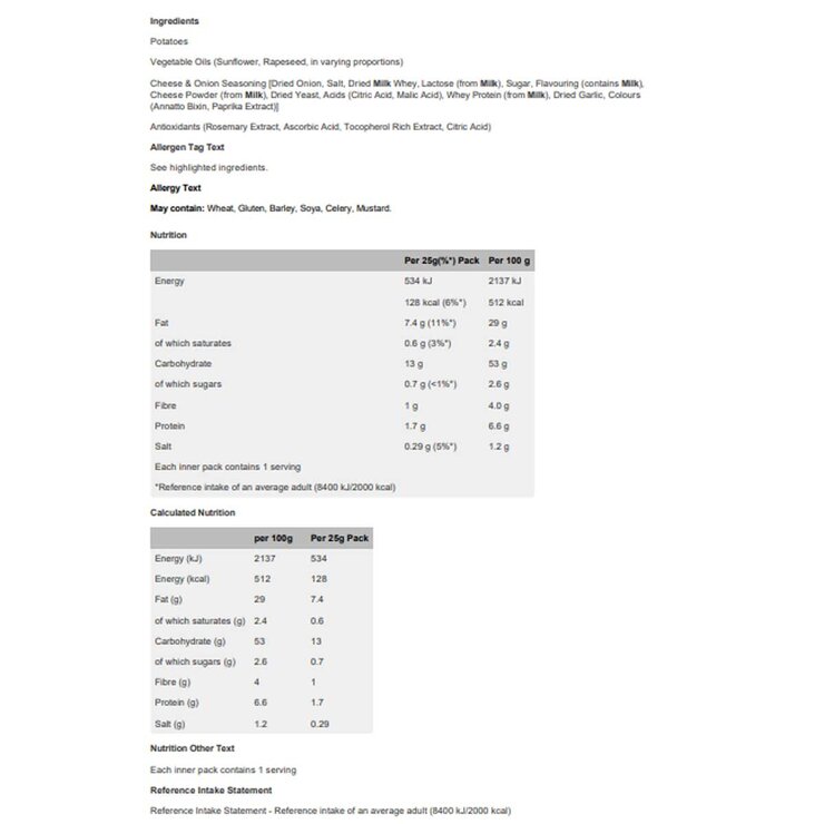 Walkers Crisps Variety Box, 66 x 25g