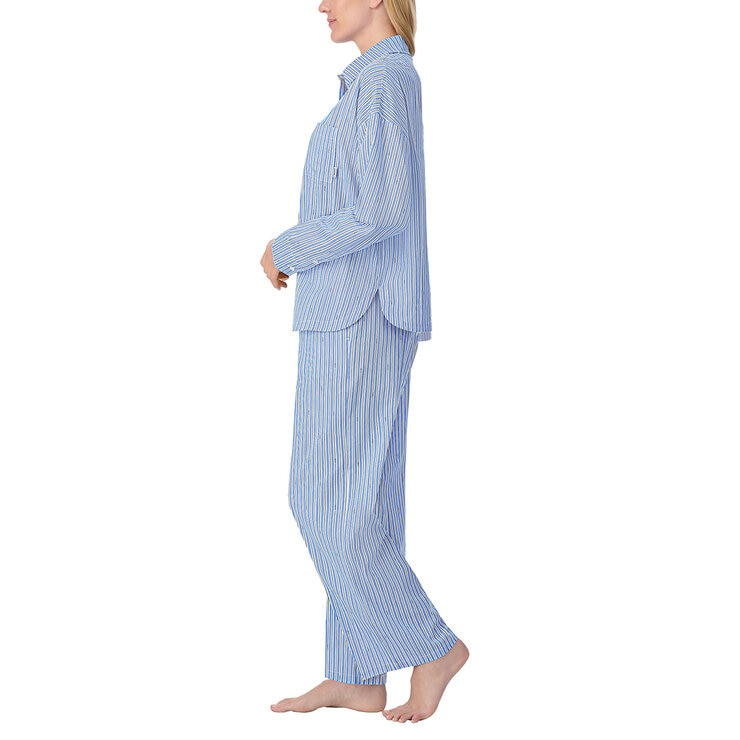 DKNY Ladies Cotton Blend Pyjama Set in Blue