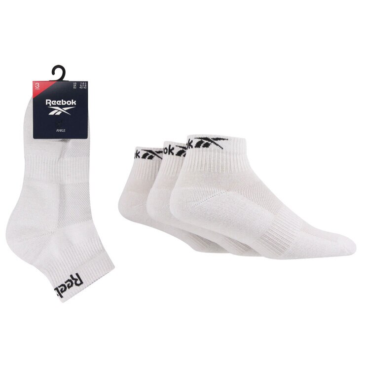 Reebok Unisex Essential Ankle Socks 6 Pack in White Reebok Unisex Essential Ankle Socks 6 Pack in White