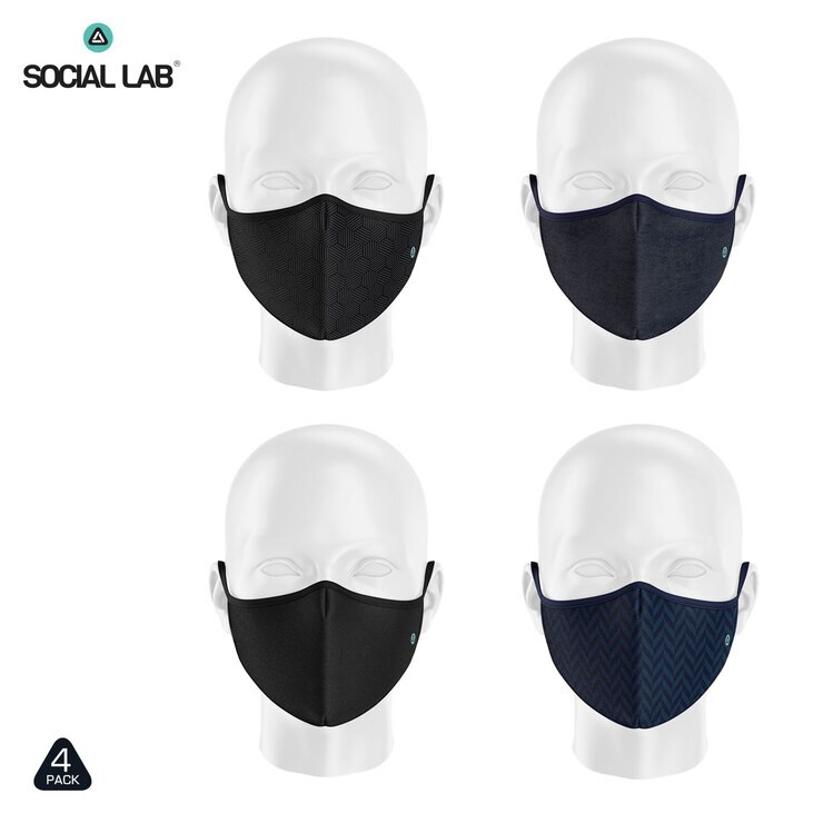 Social Lab Triple Layer Men's Reusable Face Masks, 4 Pack Costco UK
