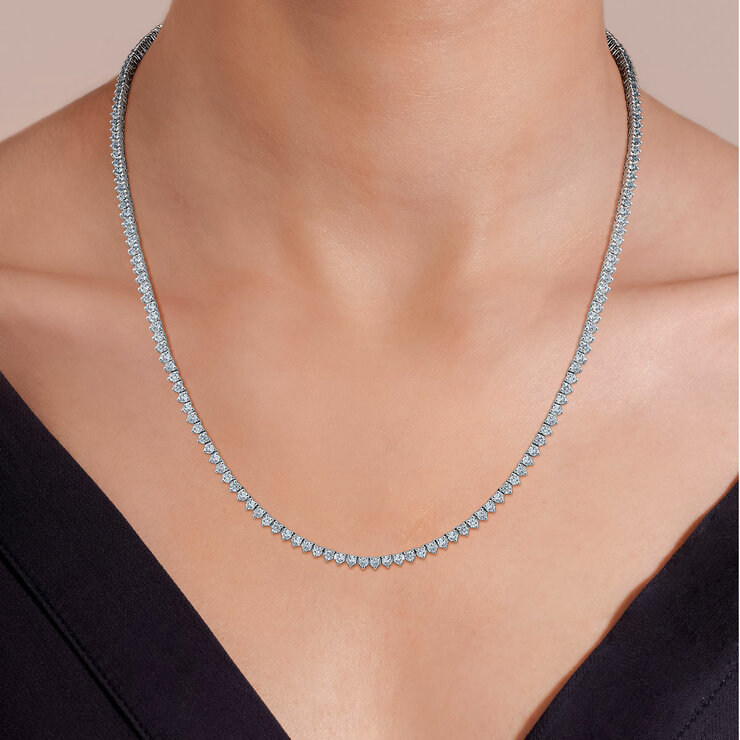10.00ctw Round Brilliant Cut Diamond Tennis Necklace, 14ct White Gold