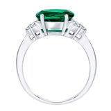 Lab Created Emerald and 0.23ctw Diamond Ring, 14k White Gold