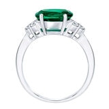 Lab Created Emerald and 0.23ctw Diamond Ring, 14k White Gold