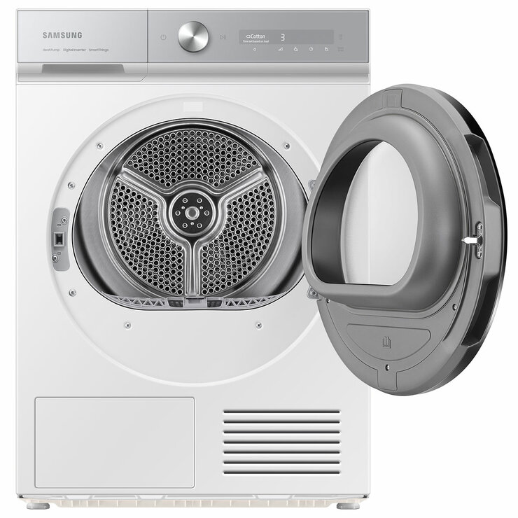 Samsung Series 8 DV90BB9445GHS1, 9kg Smart Heat Pump Tumble Dryer, A+++ Rated in White