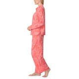 DKNY Ladies Cotton Blend Pyjama Set in Coral, Size Extra Large