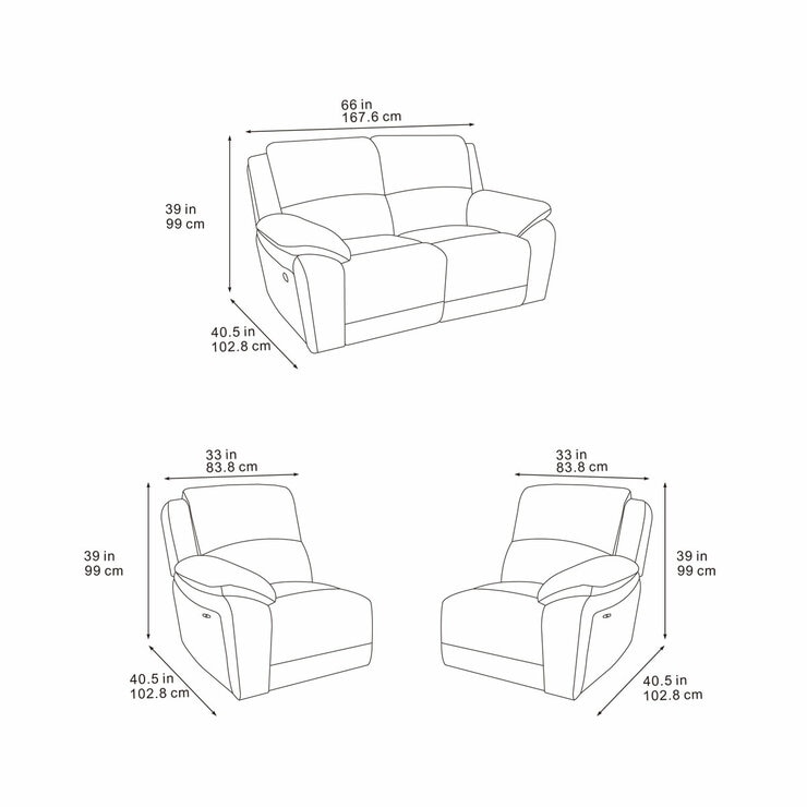Belagio Grey Fabric Power Recliner 2 Seater Sofa