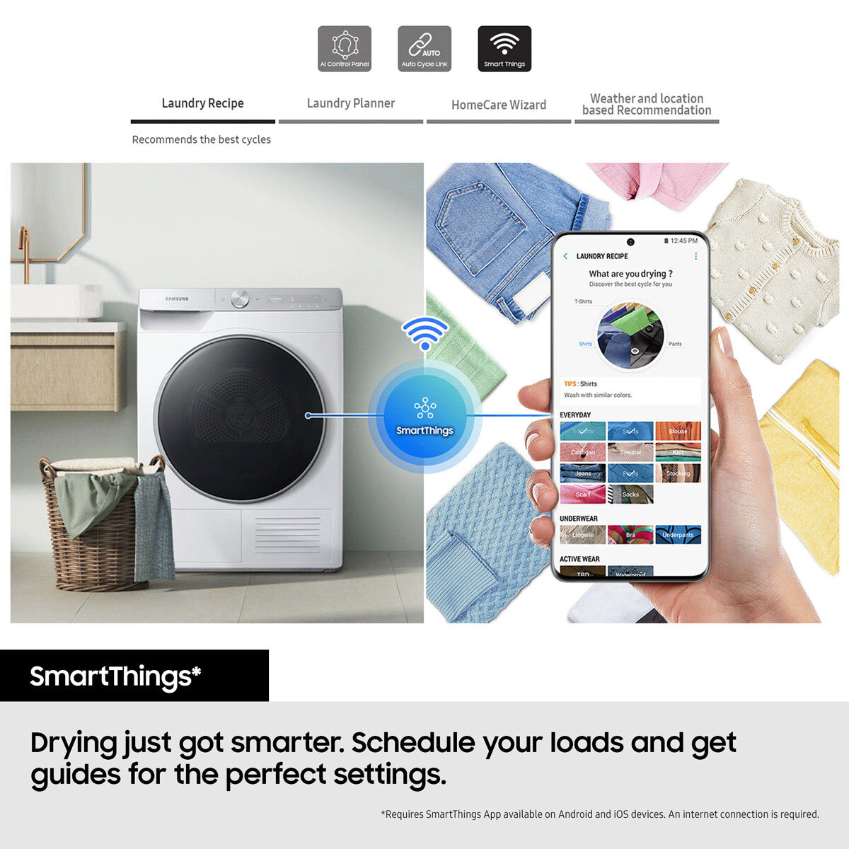 Samsung Series 5 DV90CGC0A0AEEU, 9kg Heat Pump Dryer, A++ Rated in White