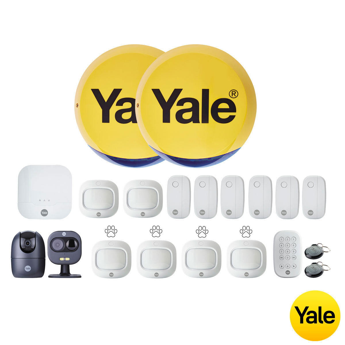 Yale IA-340 20pc Sync Smart Home Alarm with x6 Motion Sensors, x6 Window/Door Sensors and x2 Cameras