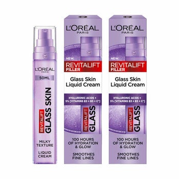 L'Oreal Revitalift Glass Skin Liquid Cream, 2 x 50ml