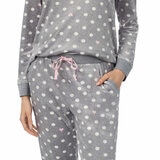 Jane & Bleecker Women's Silky Plush Pyjama Set in Grey Hearts Jane & Bleecker Women's Silky Plush Pyjama Set in Grey Hearts