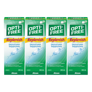 Opti-Free Replenish Multi-Purpose Disinfecting Solution, 4 x 300ml (6 Months Supply)
