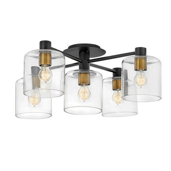 Hinkley Quintiesse 5 Light Axel Ceiling Light in Black and Heritage Brass Model - QN-AXEL5-BK