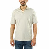 Jachs Mens Lightweight Knit Oxford Polo Shirt in Khaki