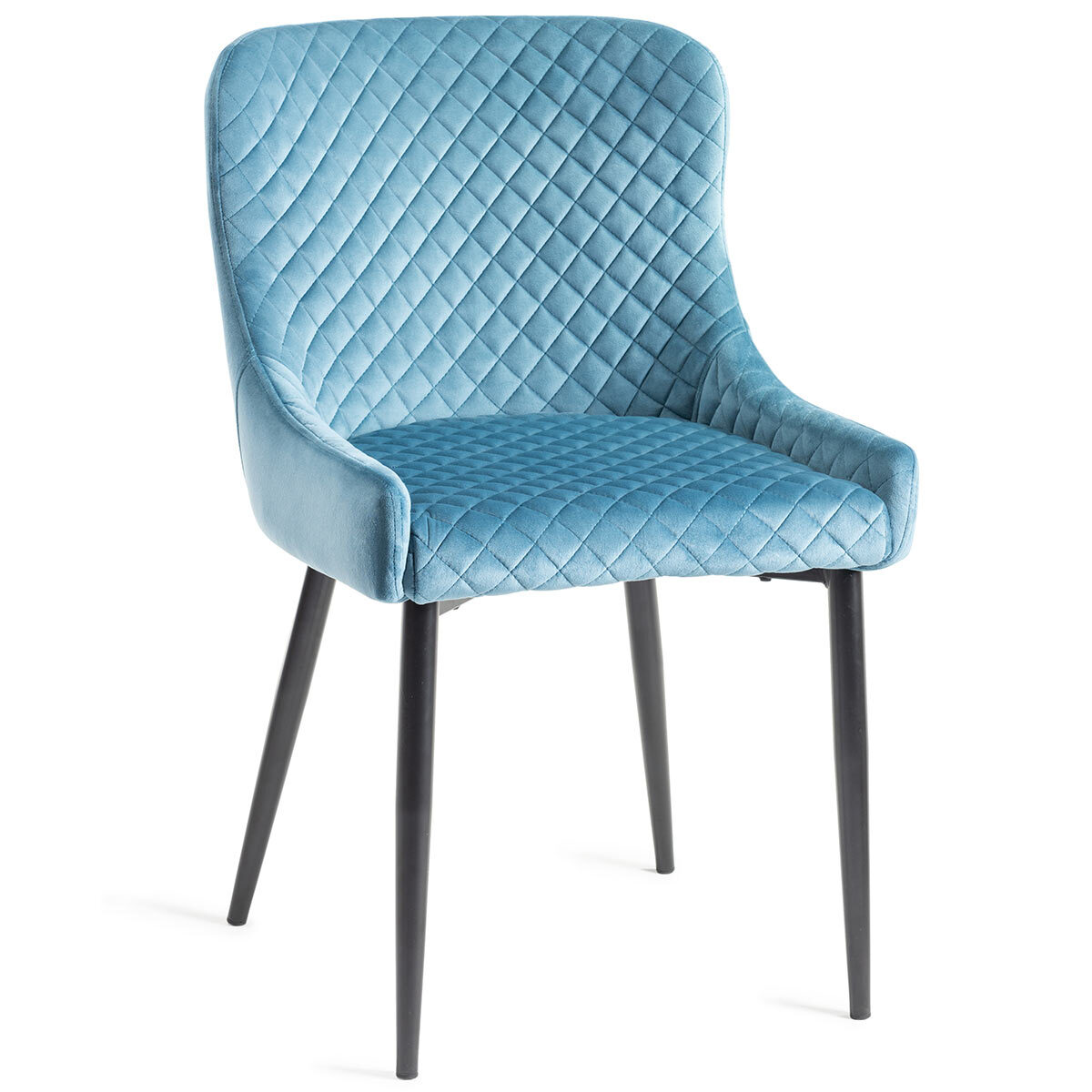 Grey Velvet Diamond Stiched Chair. 2 Pack