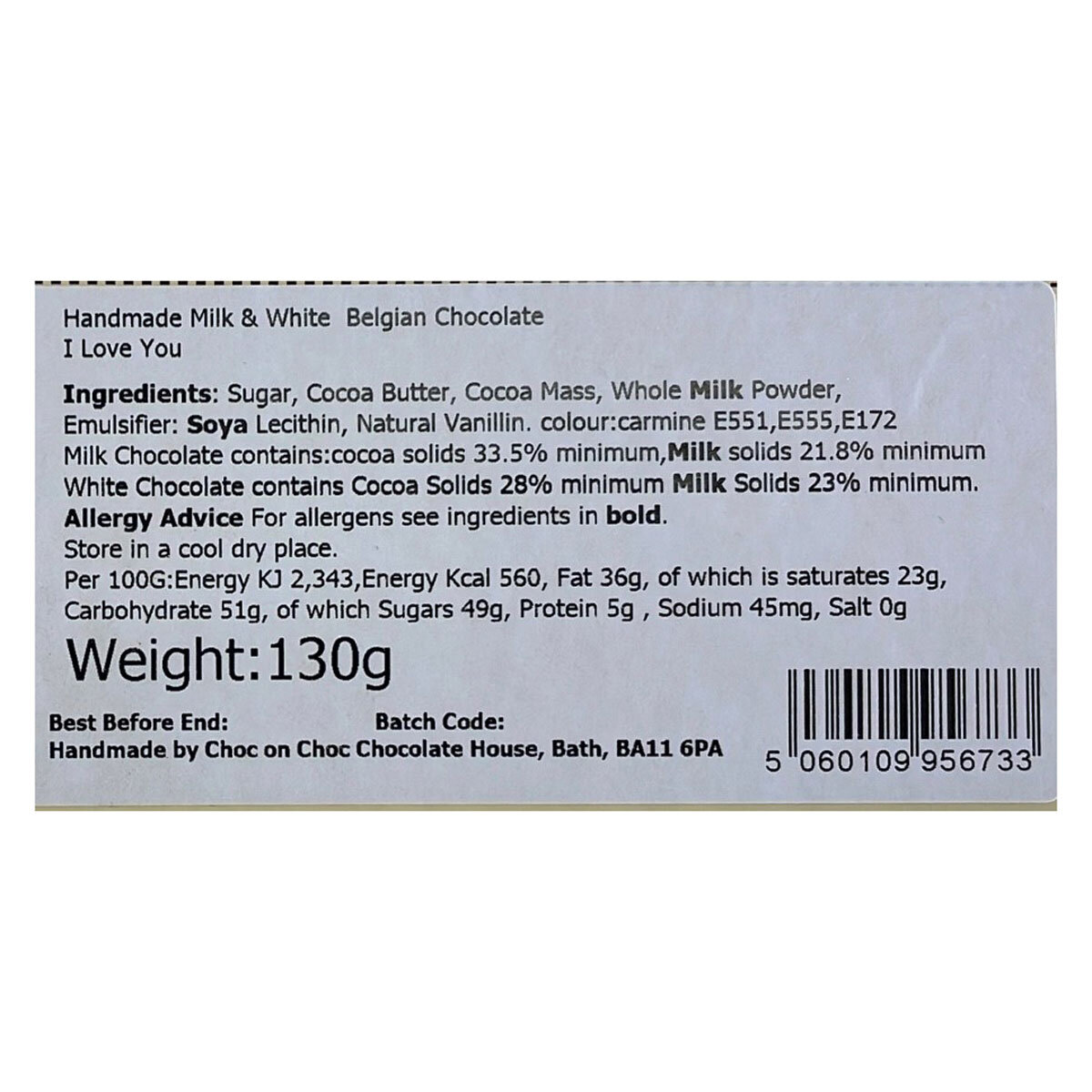 Choc on Choc I Love You Chocolate Gift, 130g