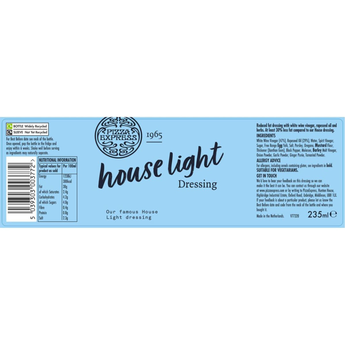 Pizza Express House Light Dressing, 3 x 235ml